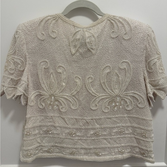 VINTAGE Nipon Boutique Cream Beaded Jacket - Picture 2 of 6